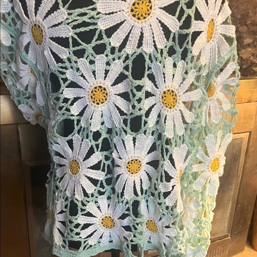 POL Mint and White Daisy Crochet Cardigan - Picture 4 of 4